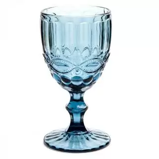 Copa vino-agua 10onz arabescos azul vintage oct 